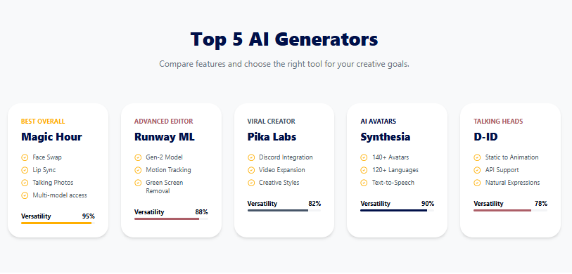 top 5 generateur IA top 5 generator IA