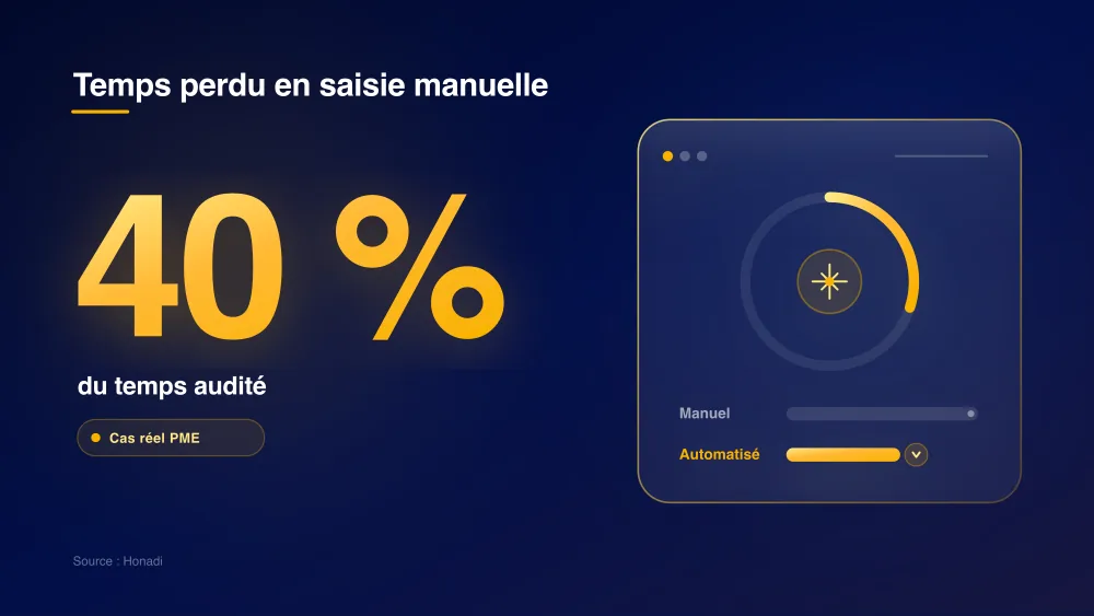 infographie 1 gain temps audit ia Goulot d'étranglement audité : 40% du temps perdu en saisie manuelle