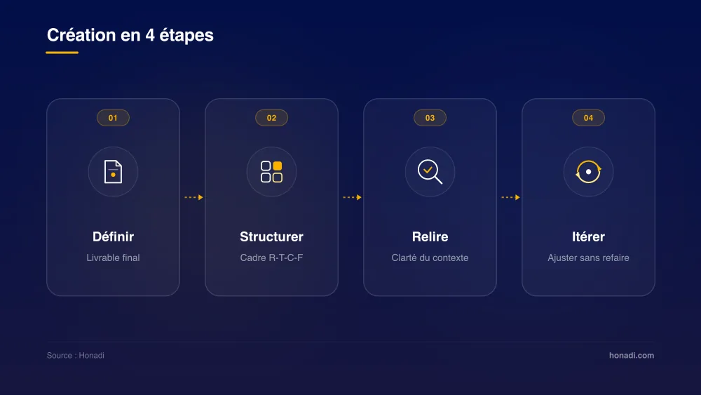 Cycle de création d'un prompt en 4 étapes