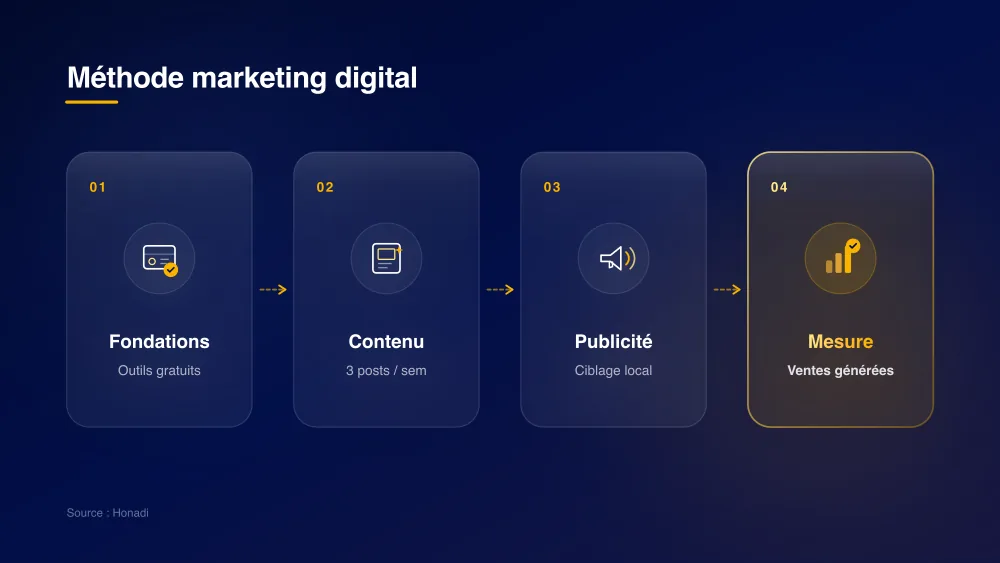La méthode marketing digital en 4 étapes pour PME au Togo : Fondations, Contenu, Publicité ciblée et Mesure des conversions