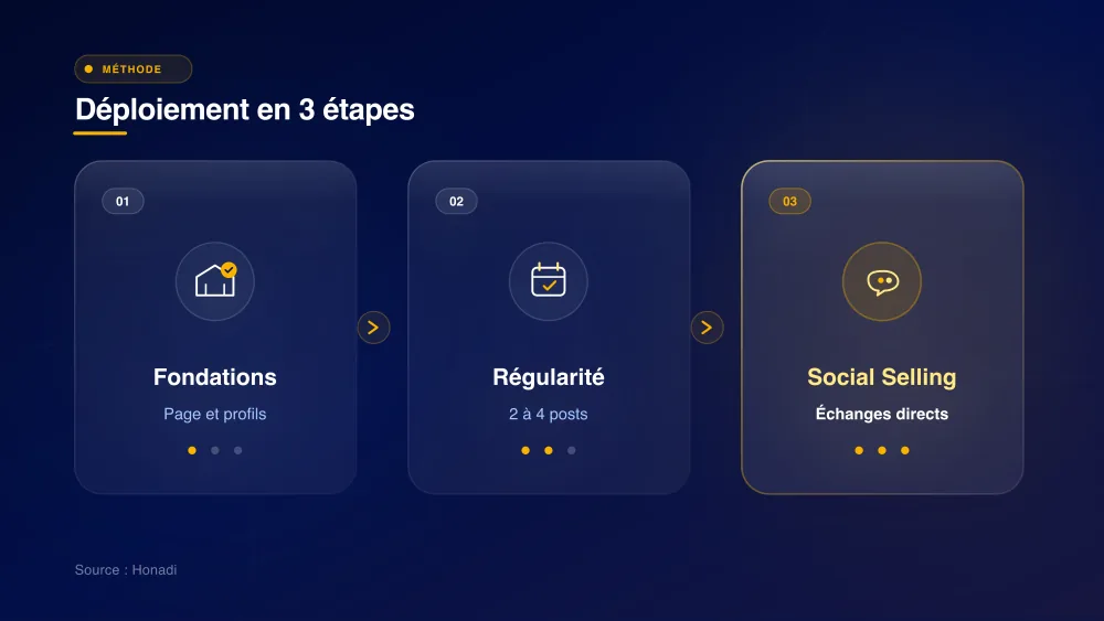 infographie 2 methode trois etapes Méthode de déploiement LinkedIn PME en 3 étapes