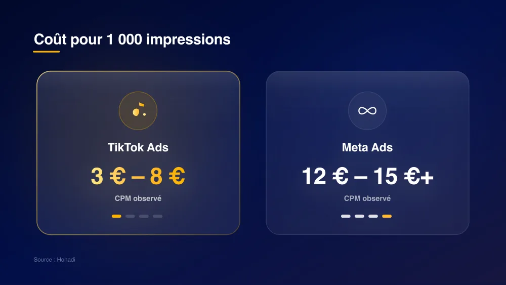 infographie 3 comparatif cpm tiktok meta Coût pour 1 000 impressions : TikTok Ads vs Meta Ads