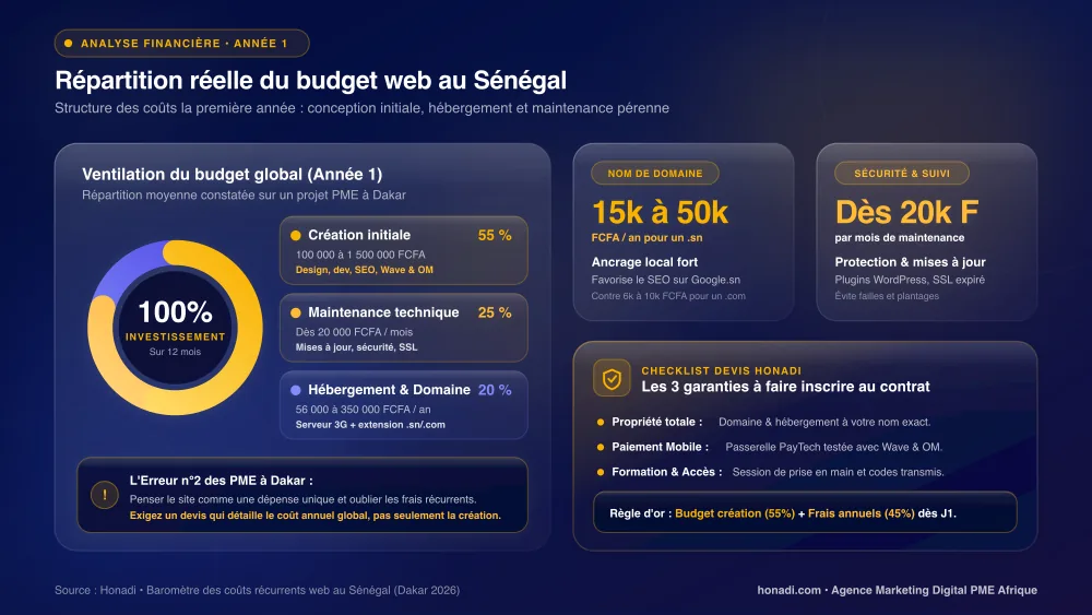 Répartition réelle du budget d'un site web au Sénégal