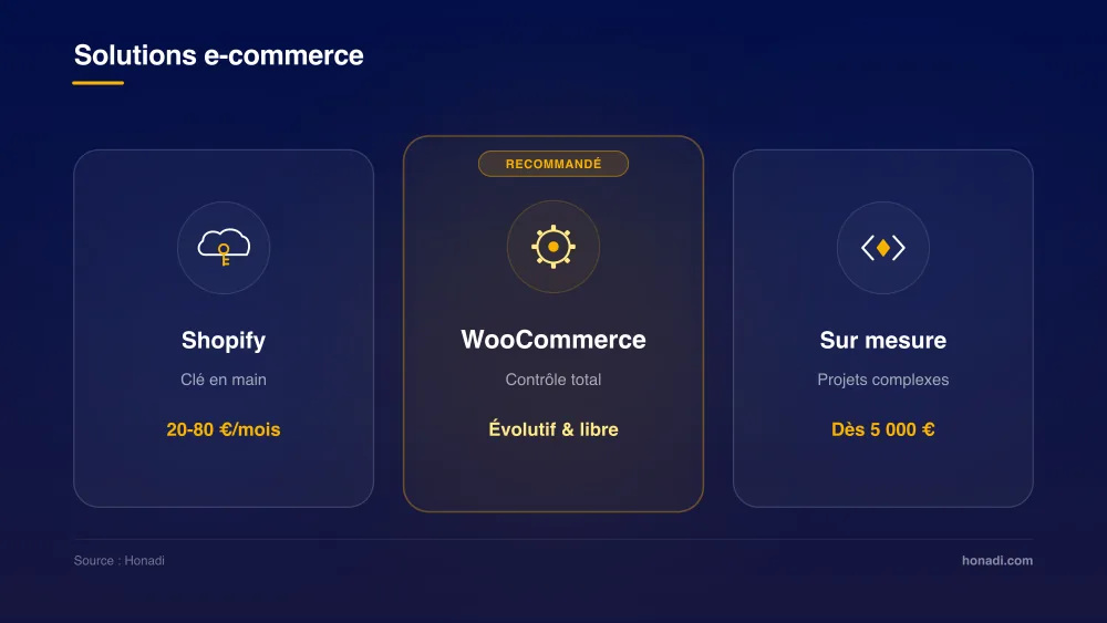 Comparatif des 3 solutions e-commerce : Shopify, WooCommerce et Sur mesure