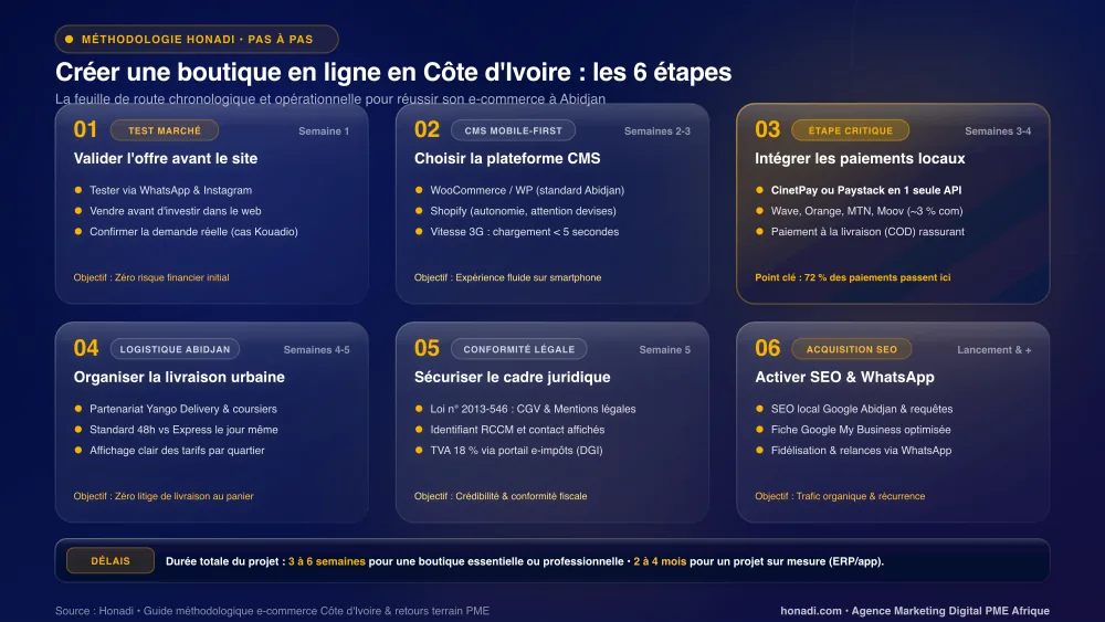 Les 6 étapes pour créer sa boutique en ligne en Côte d'Ivoire