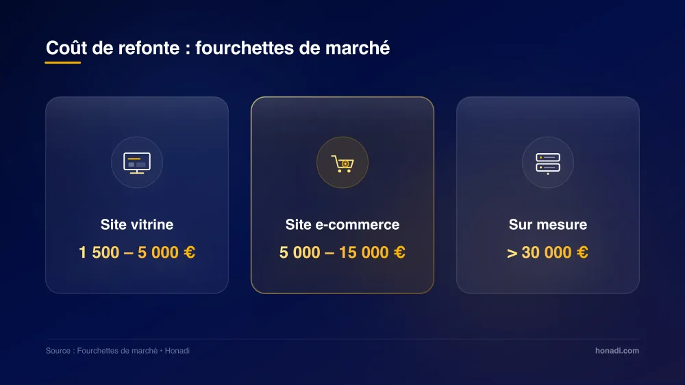 Comparatif des fourchettes de budget de marché pour une refonte de site web