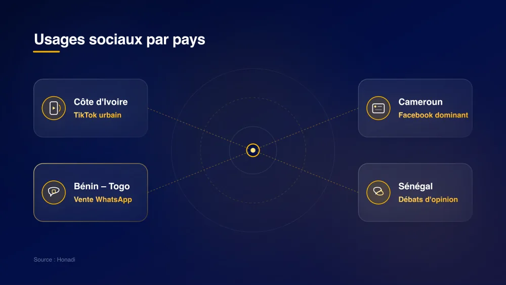 Usages des réseaux sociaux par pays en Afrique francophone