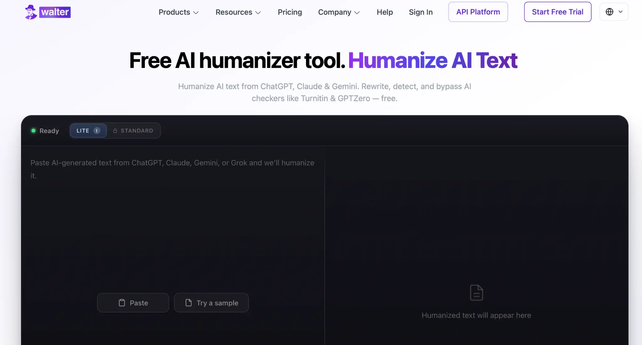 walter writes ai humanizer interface Walter Writes AI Humanizer interface for rewriting AI-generated text